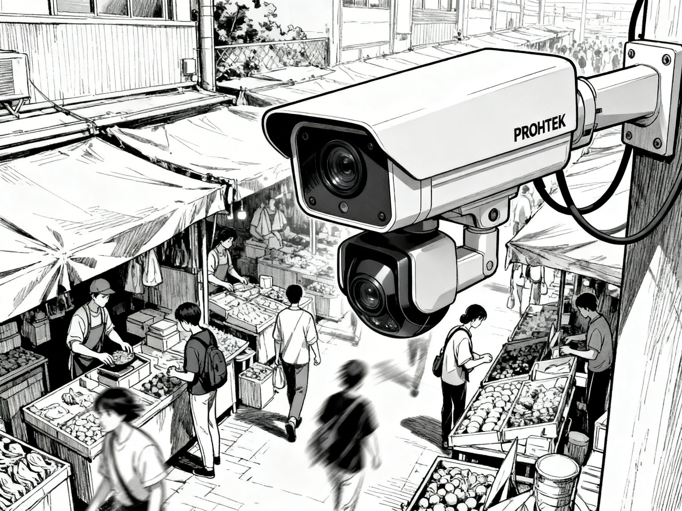 PROHTEK camera system overlooking a busy market.