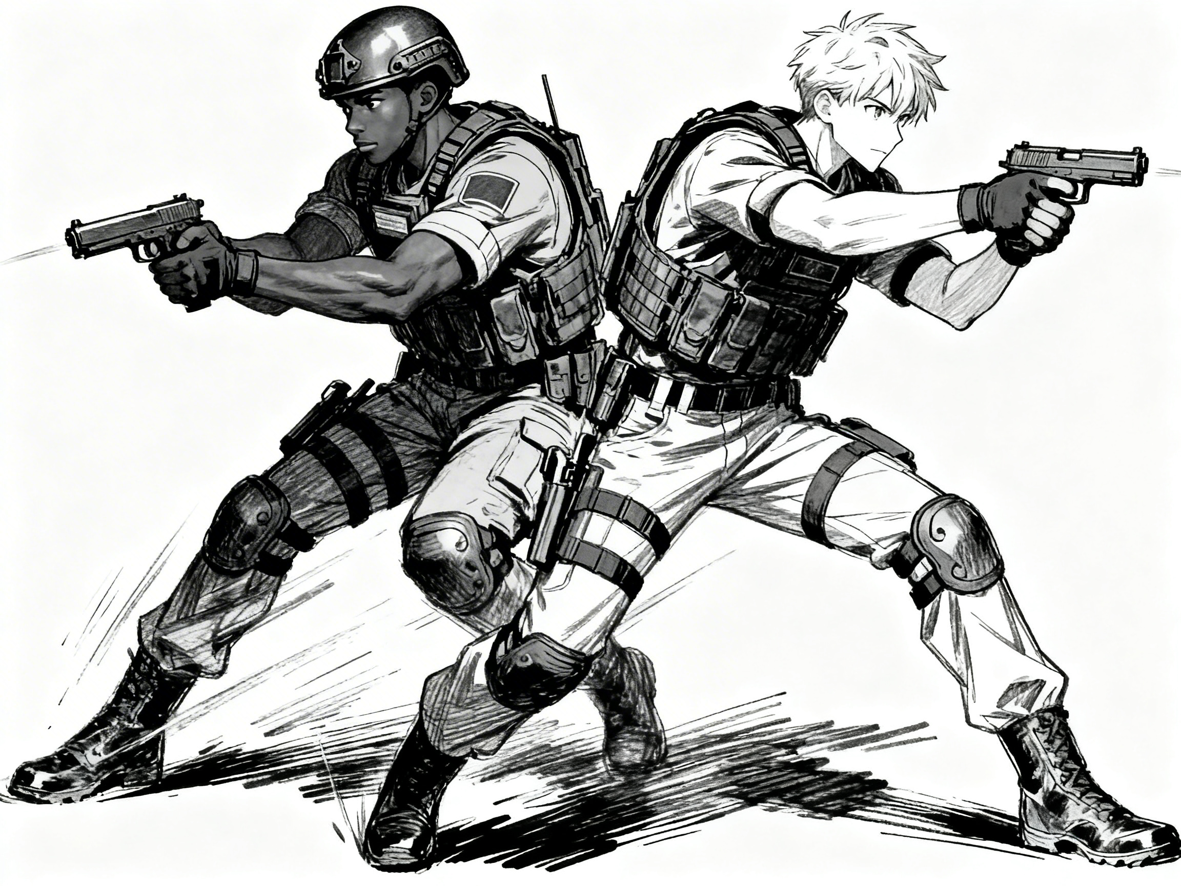 Two PROHTEK tactical operators moving in tandem.